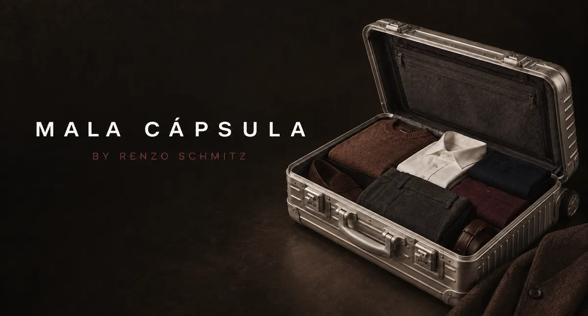 Mala Cápsula by Renzo Schmitz: mala de cabine aberta com as peças dobradas